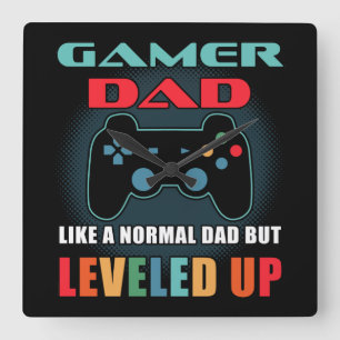 Gamer Pappa Gift Normal Pappa uppströms Fars dag Fyrkantig Klocka