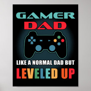 Gamer Pappa Gift Normal Pappa uppströms Fars dag Poster