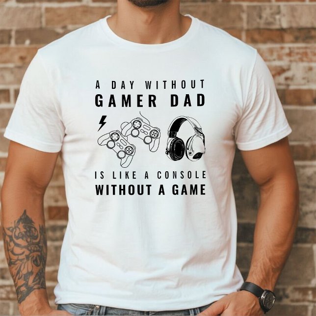 Gamer Pappa | Svart och vitt typografiespel T Shirt (Skapare uppladdad)