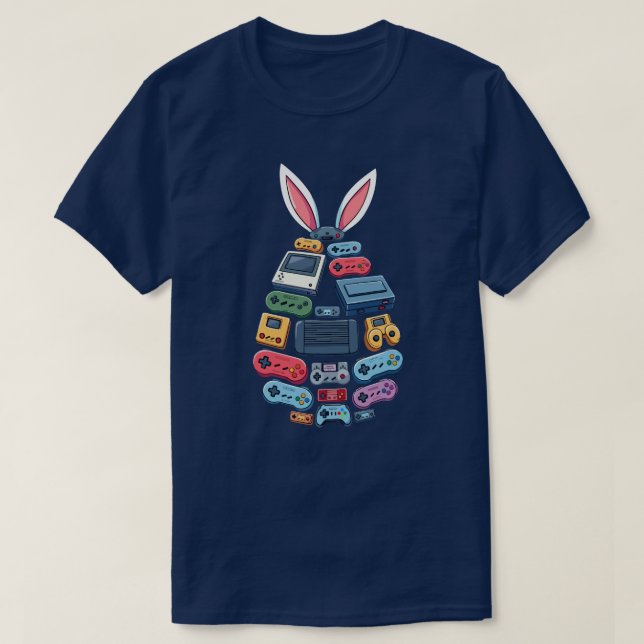 Gamer Påskägg T-shirt | Kanin Kontroller Grafik  (Design framsida)
