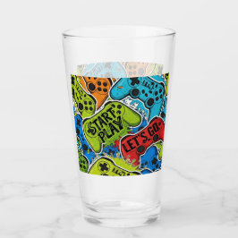 Gamer Pattern Glass Cup Glaskopp