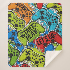 Gamer Pattern Sherpa Blanket