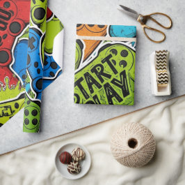 Gamer Pattern Wrapping Paper Presentpapper