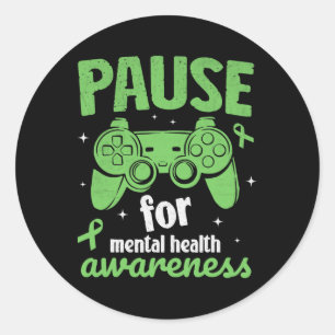 Gamer Paus För Mental Hälsomedvetenhet Barn Pojkar Runt Klistermärke