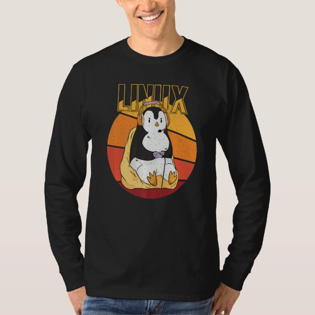 Gamer Penguin Linux Root Party Nerd Programmer Com T Shirt (Framsida)