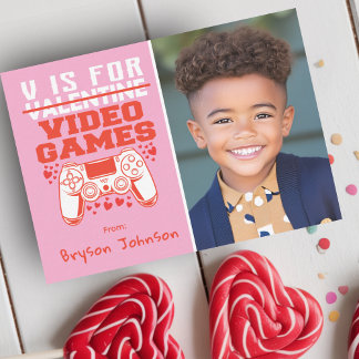 Gamer Photo Classroom Valentines Day Card Anteckningskort