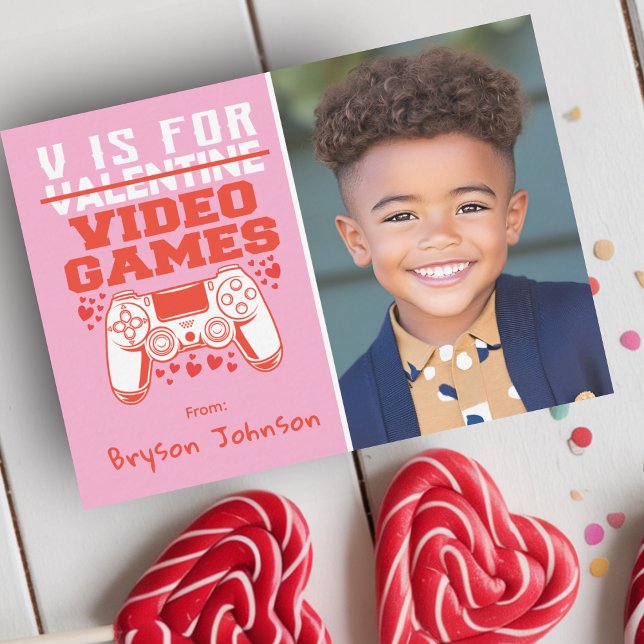 Gamer Photo Classroom Valentines Day Card Anteckningskort (Gamer Photo Classroom Valentines Day Card)