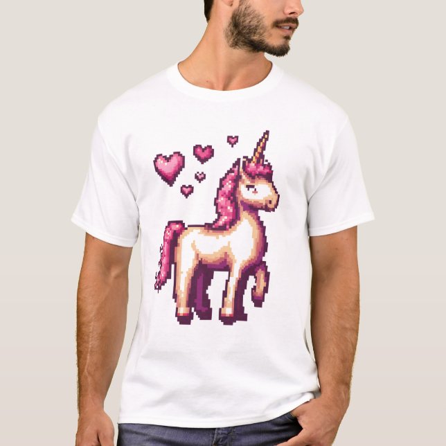 Gamer Pixel Enhörning (1) T Shirt (Framsida)
