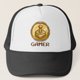 Gamer Pixel Joystick Emblem - Retrospel Keps