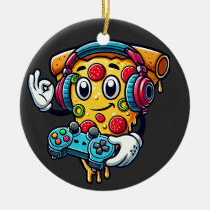 Gamer Pizza Video Gaming Food Ceramic Ornamic Julgransprydnad Keramik