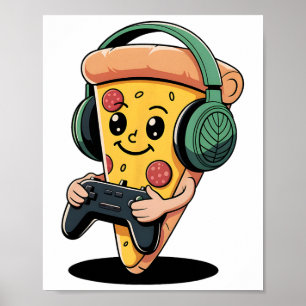 Gamer Pizza Videospel Rolig Mat Män Pojkar Barn  Poster
