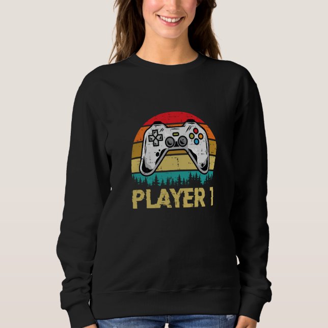 gamer player 1 player 2 matching couple video game t shirt (Framsida)