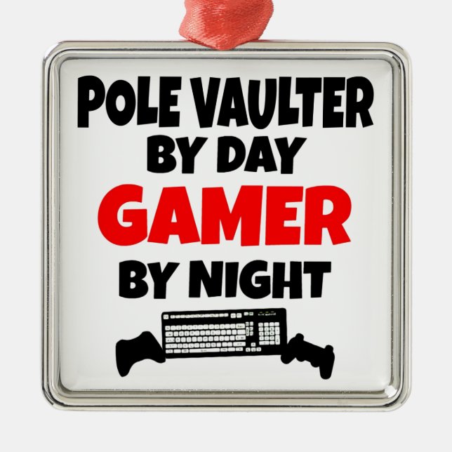 Gamer Pole Vaulter Julgransprydnad Metall (Framsidan)
