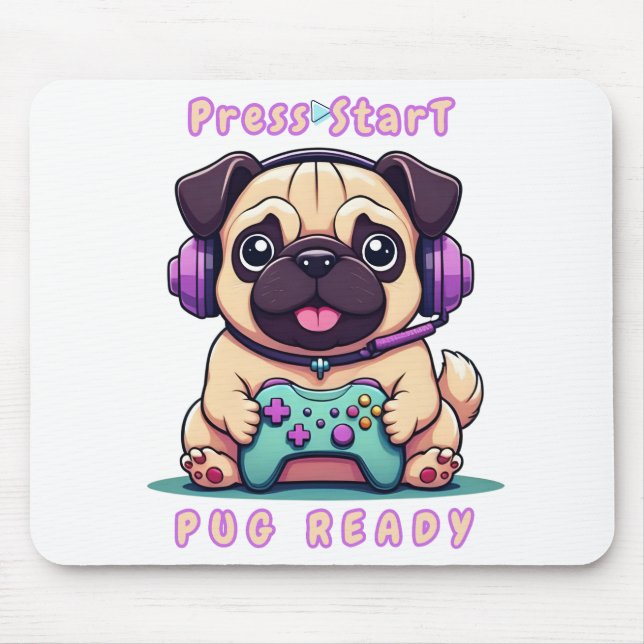 Gamer Pug - Cute Video Game Pug Illustration Musmatta (Framsidan)