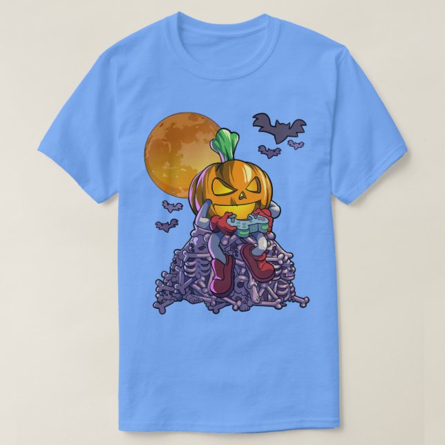 Gamer Pumpkin Jack O Lanten Video Game Hall T Shirt (Design framsida)