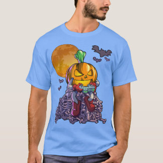 Gamer Pumpkin Jack O Lanten Video Game Hall T Shirt