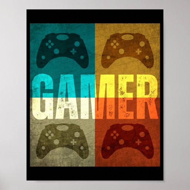 GAMER RETRO DATORSPELSKONTROLL POSTER (Framsidan)