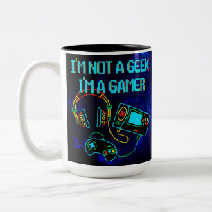 Gamer Retro Neon Blue Två-Tonad Mugg