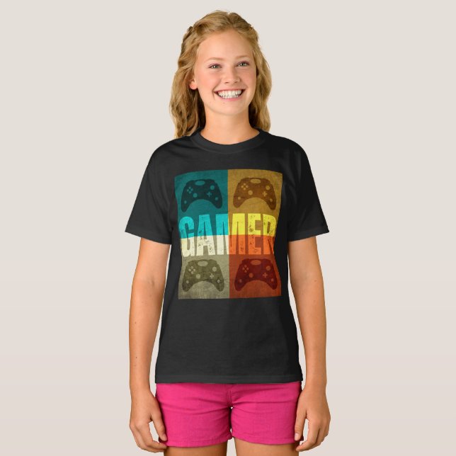 GAMER RETRO SPELKONTROLL T-Shirt (Hel framsida)