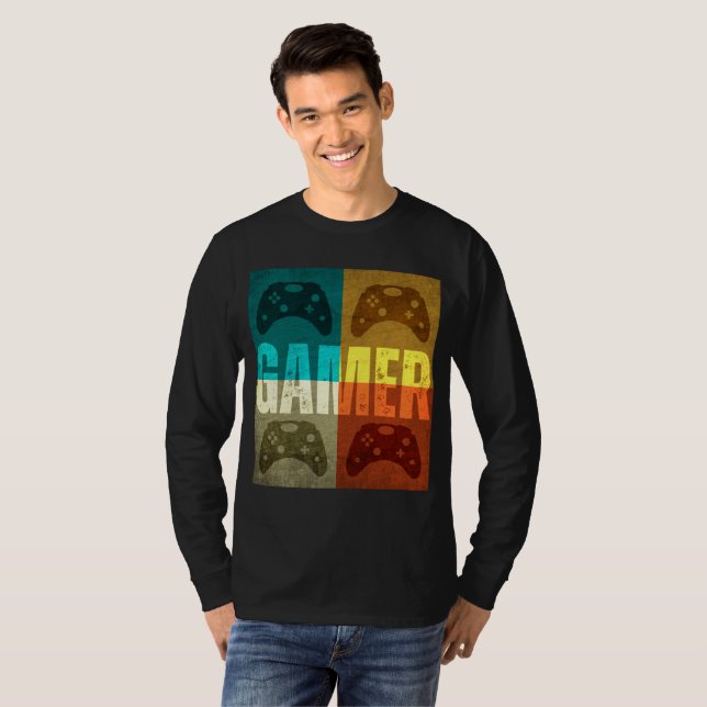 GAMER RETRO TV-SPELETJEKONTROLL T-Shirt (Hel framsida)