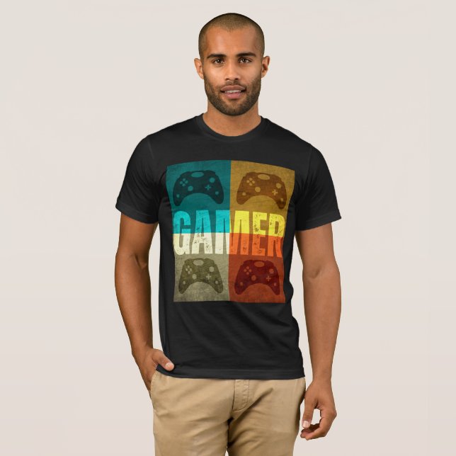 GAMER RETRO TV-SPELETKONTROLL T-Shirt (Hel framsida)