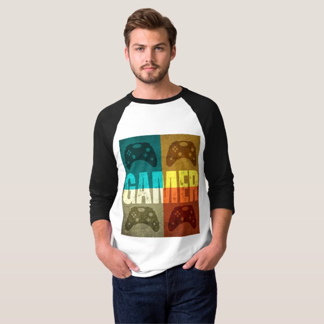 GAMER RETRO TV-SPELSKONTROLL T-Shirt (Hel framsida)