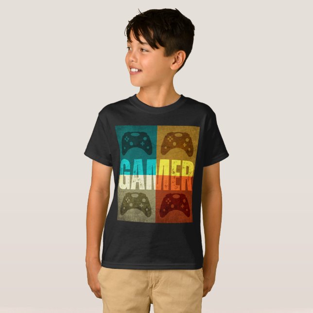 GAMER RETRO TV-SPELSKONTROLL T-Shirt (Hel framsida)