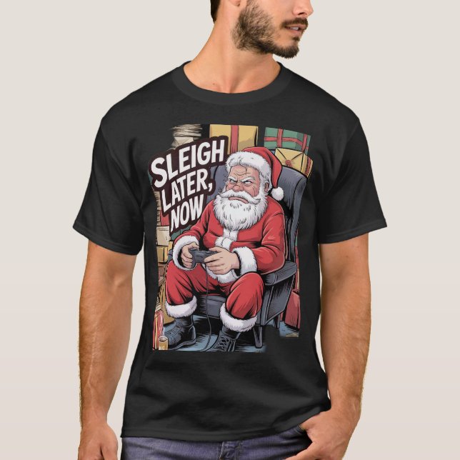 Gamer Santa Claus T Shirt (Framsida)