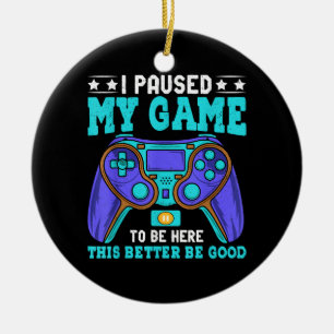 Gamer Shirt Boys Manar Kids Tonåringar pausade mit Julgransprydnad Keramik