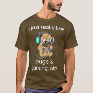 Gamer Shirt Funny Pug Älskare Video Games Hund Pug T