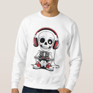 Gamer Skeleton - Funny Halloween-spel Lång Ärmad Tröja