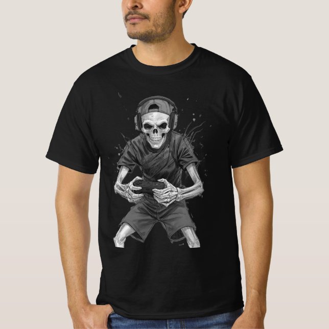 Gamer Skeleton  T Shirt (Framsida)