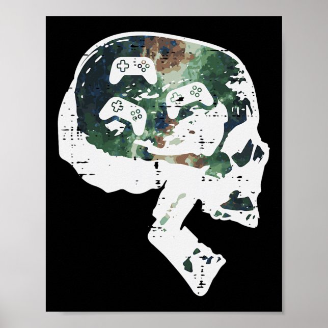 Gamer Skull Funny Video Gaming Men Boys Kids Teens Poster (Framsidan)