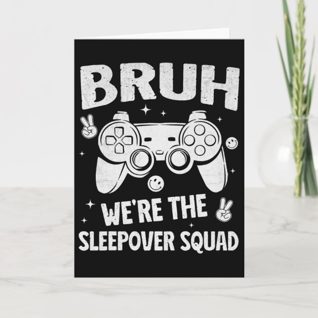 Gamer Sleepover Party For Boys Funny Bruh Slumber  Kort (Framsida)