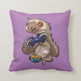 Gamer Sloth Eating Nachos i underbyxor Tecknad Kudde