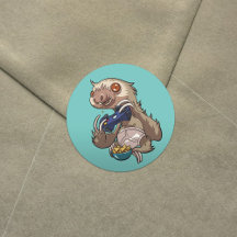 Gamer Sloth Eating Nachos i underbyxor Tecknad