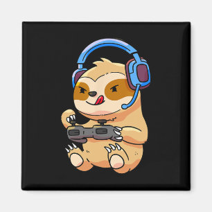 Gamer Sloth Spelande Dovendyrs Videospel Present Magnet