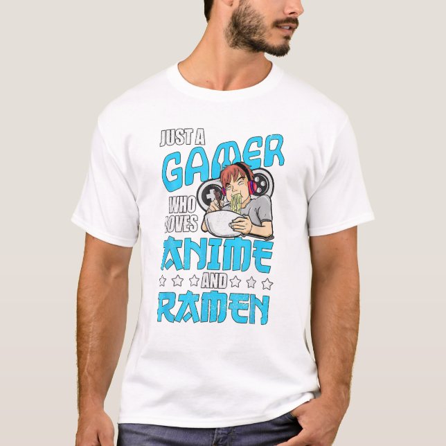 Gamer som Kärlek Anime och Ramen T Shirt (Framsida)