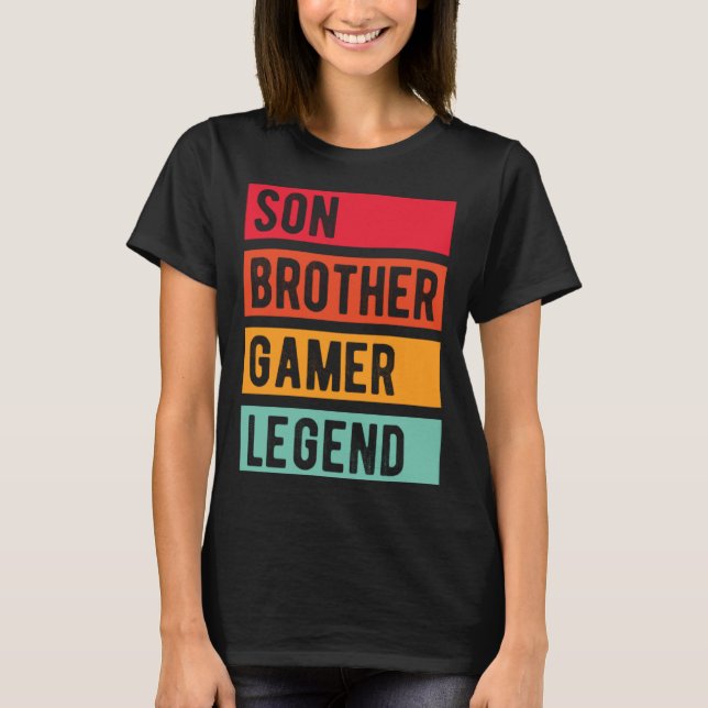 Gamer Son Brother Husband Dad Video Game Legend T Shirt (Framsida)