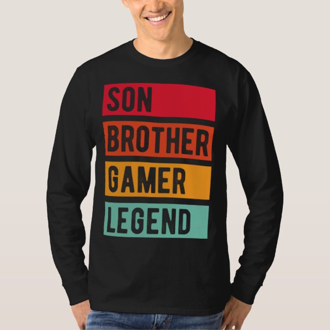 Gamer Son Brother Husband Dad Video Game Legend T Shirt (Framsida)