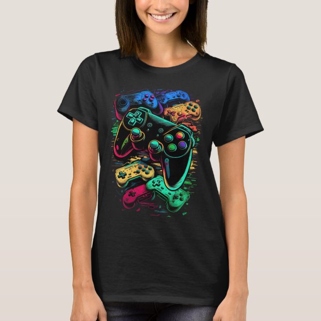 Gamer-spelkontroll 17  t shirt (Framsida)