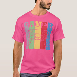 GAMER SPELKONTROLL 90-TAL RETRO FÄRG RAND fri T Shirt