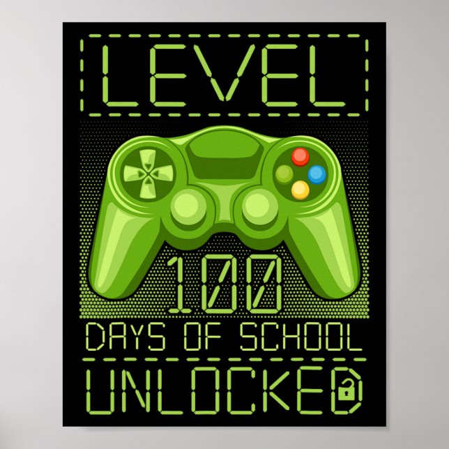 Gamer Student 100-dagarsdag 100 skollärardagar Poster (Framsidan)