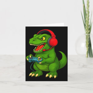 Gamer T Rex Dinosaur Tv-Spel Pojkar Tonåring Rolig Kort