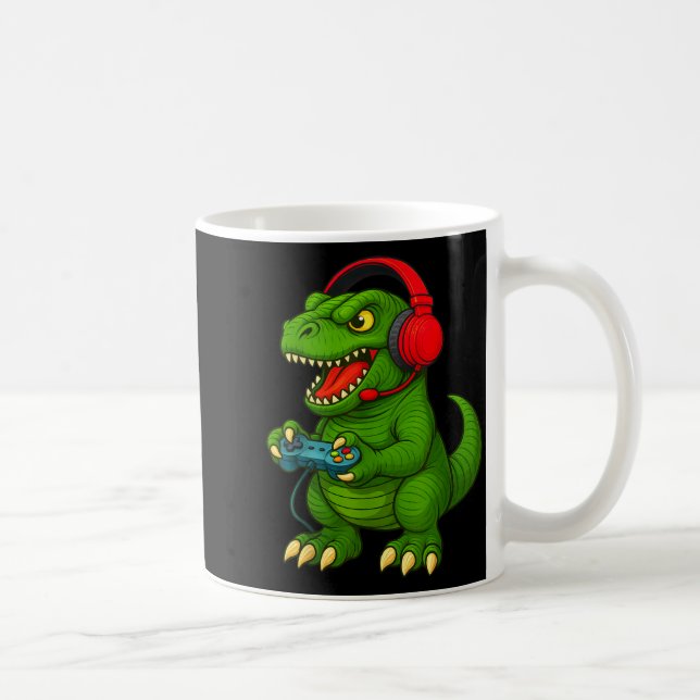Gamer T Rex Dinosaur Video Games Boys Teen Funny G Kaffemugg (Höger)