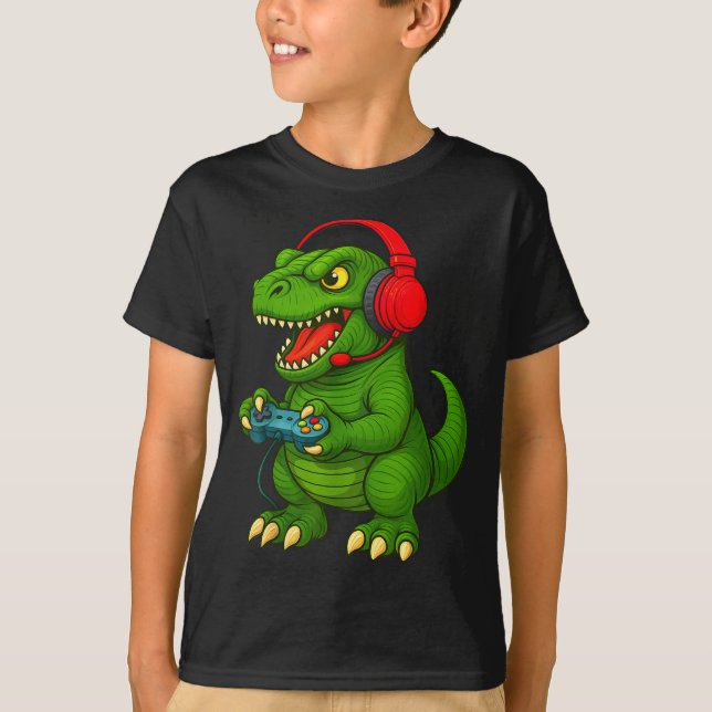 Gamer T Rex Dinosaur Video Games Boys Teen Funny G T Shirt (Framsida)