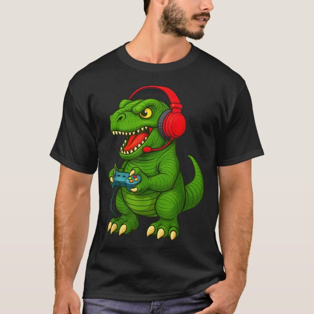 Gamer T Rex Dinosaur Video Games Boys Teen Funny G T Shirt (Framsida)