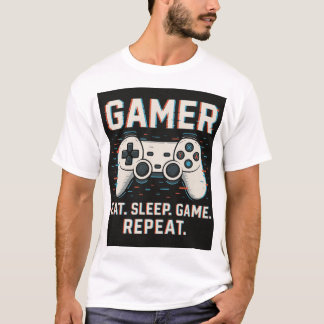 Gamer T-Shirt - Ät Sova Spela Upprepa | Cool Prese