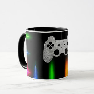 Gamer TV-spelskontroll Neonfärger Svart Mugg