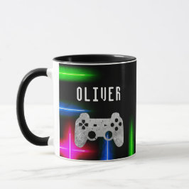 Gamer TV-spelskontroll Neonnamn Mugg